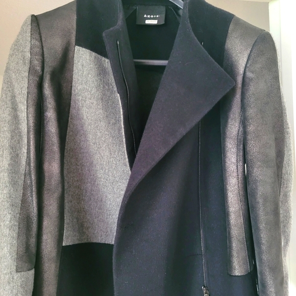 Akris Wool and Leather Moto Jacket Zipper sz 4 - Picture 3 of 13